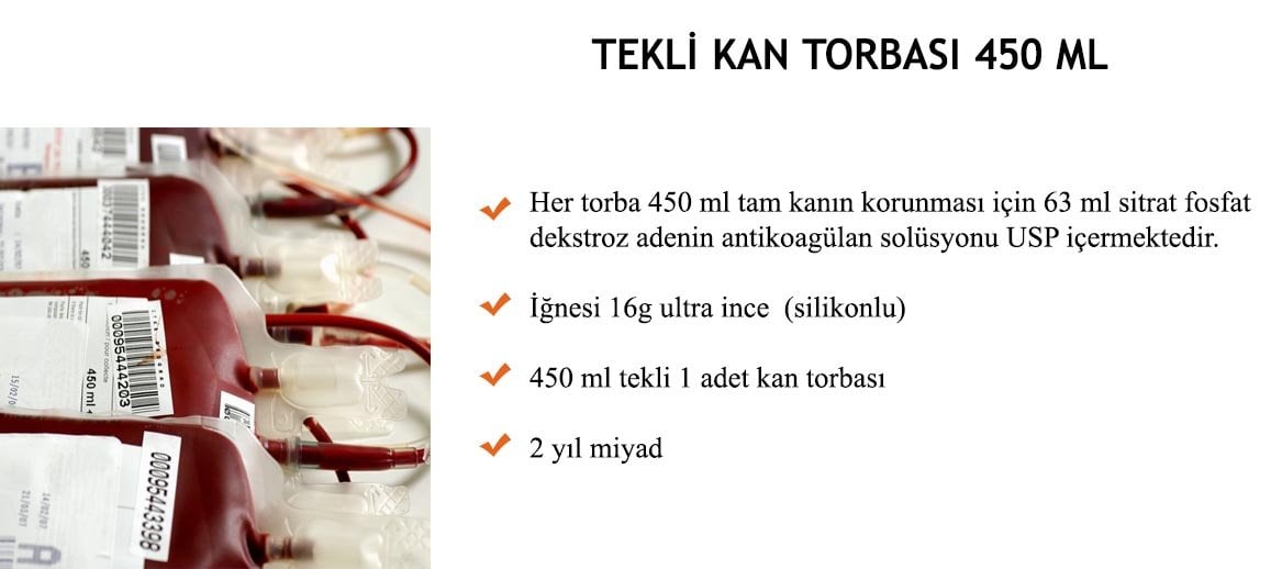 TEKLİ KAN TORBASI (FLEBOTOMİ) 450 ML